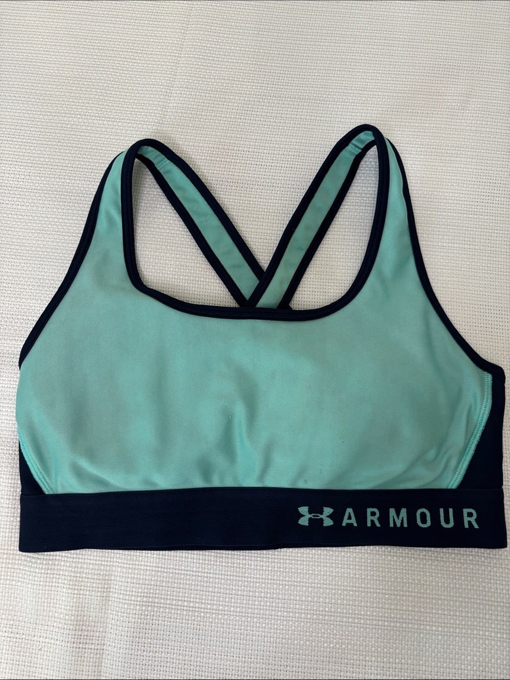 Under Armour Aqua Mint and Black Crossback Sports Bra